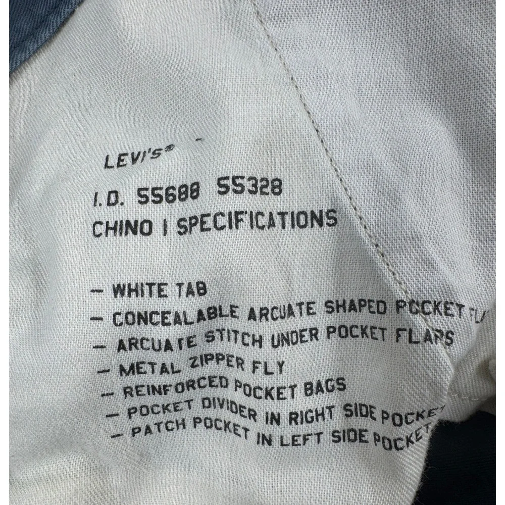 Levis Chino Pants Men 34x32 Blue Straight Leg 100% Cotton White‎ Tab Classic